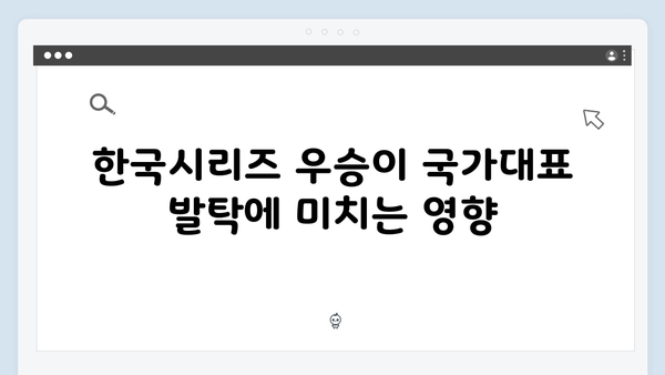 한국시리즈 우승 팀 선수들의 국가대표 발탁 가능성