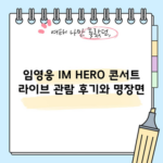 임영웅 IM HERO 콘서트 라이브 관람 후기와 명장면