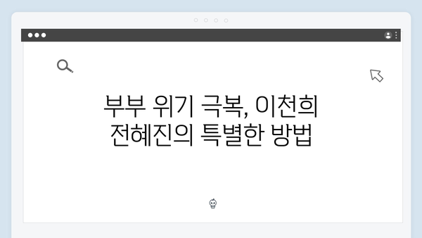 이천희♥전혜진 부부 상담으로 되찾은 사랑 이야기 공개!