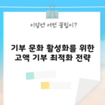 기부 문화 활성화를 위한 고액 기부 최적화 전략