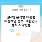 [충격] 윤석열 대통령 비상계엄 선포, 대한민국 정치 지각변동