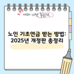 노인 기초연금 받는 방법: 2025년 개정판 총정리