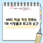 MBC 지금 거신 전화는 1화 시청률과 최고의 순간