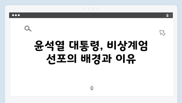 윤석열 대통령의 비상계엄 선포 담화문 전문 및 분석