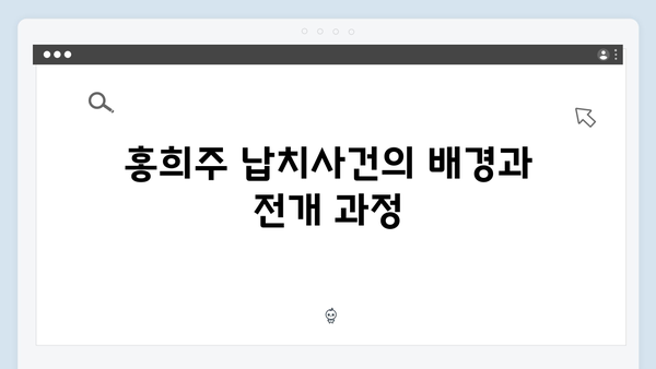 지금 거신 전화는 4회 핵심요약, 홍희주 납치사건의 전말