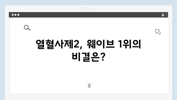 웨이브 1위 등극! 열혈사제2 1화 명장면 모아보기