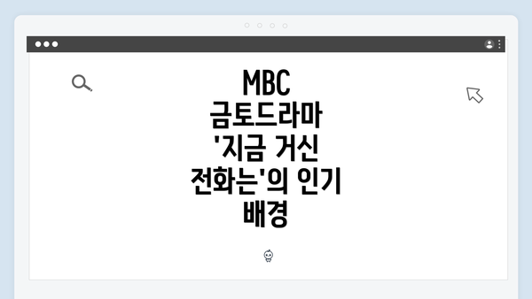 MBC 금토드라마 '지금 거신 전화는'의 인기 배경