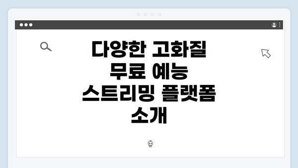 다양한 고화질 무료 예능 스트리밍 플랫폼 소개