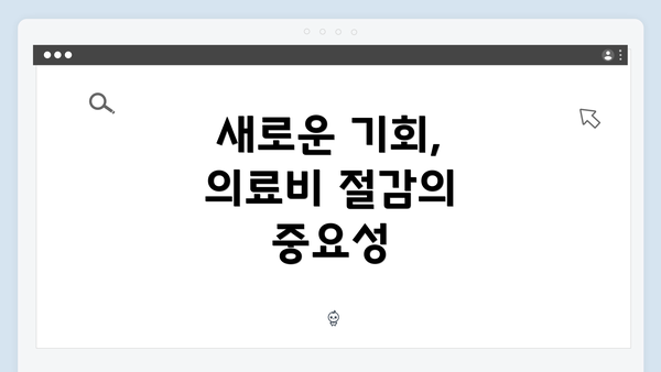 새로운 기회, 의료비 절감의 중요성