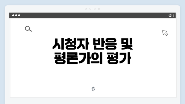 시청자 반응 및 평론가의 평가