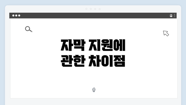 자막 지원에 관한 차이점