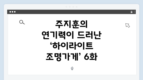 주지훈의 연기력이 드러난 ‘하이라이트 조명가게’ 6화