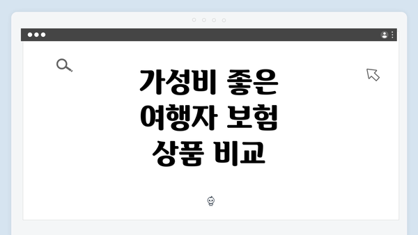 가성비 좋은 여행자 보험 상품 비교