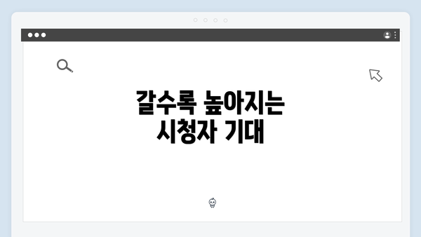 갈수록 높아지는 시청자 기대