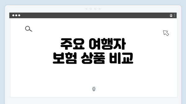 주요 여행자 보험 상품 비교