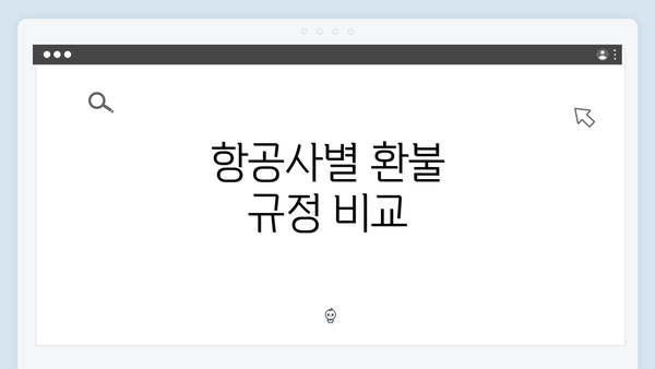 항공사별 환불 규정 비교