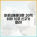 마포·성동·동대문, 20억 이하 10곳 신고가 랠리