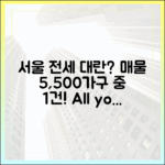 서울 전세 씨 말랐다? 5500가구 단 1건! (완벽 가이드