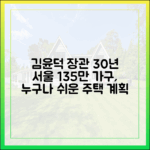김윤덕 장관: 30년 서울 135만 가구, 누구나 쉬운 주택 계획