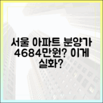 서울 아파트 평균 분양가 4684만원, 이게 맞을까요?