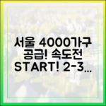서울 유휴용지 4000가구 공급 속도전! 국토부 "2~3년내