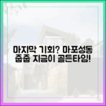 마포·성동, 살 수 있는 마지막 기회일까요?