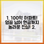 100억 아파트, '영끌' 넘어 '현금'까지, 놀라운 진실!