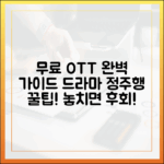 드라마 정주행 무료 OTT 완벽 가이드