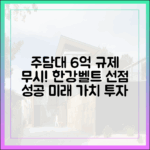 **놀라운 비밀! 주담대 6억 규제도 막지 못한 한강벨트 선점 투자**