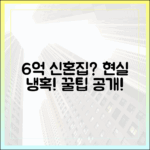 6억 신혼집? 현실 냉혹! 쉽게 찾는 '꿀팁