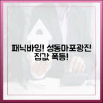 패닉바잉! 성동·마포·광진 아파트값 급등, 대출 더 막힐라!