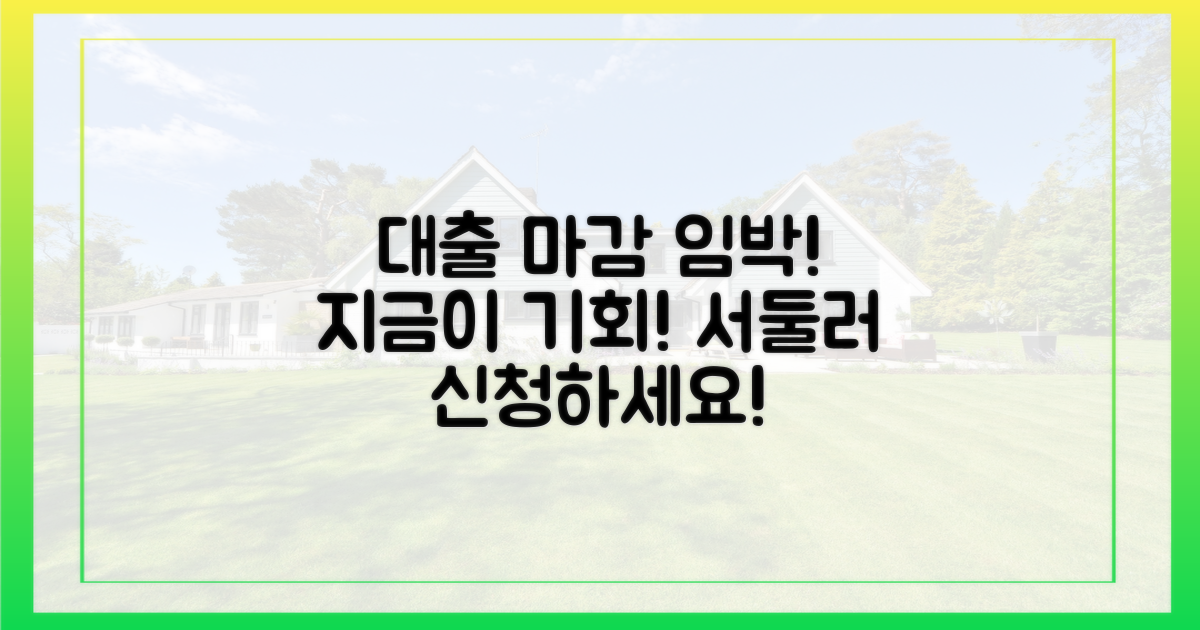 대출 규제 전에 서두르세요!