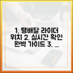 땡배달 파헤치기: 실시간 라이더 위치 확인 완벽 가이드