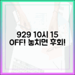 9월 29일 10시, 15% 땡겨요 할인 꿀팁