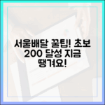 초보도 200%! 서울배달 땡겨요 전문가 꿀팁
