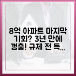 **충격! 규제 전 마지막 기회? 3년 만에 8억 아파트 재진입!**
