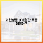 과천·성동 아파트값, 9개월간 두 자릿수 급등 이유는?