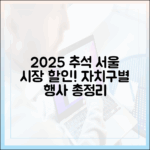 우리 동네 시장은 언제 할인? 2025 서울시 자치구별 추석 전통시장 행사 일정표