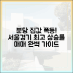 서울·경기 집값 최고 상승률: 분당 매매 완벽 가이드