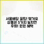 서울배달+땡겨요 상품권 혜택 5가지 윈윈 분석