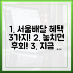 서울배달 땡겨요 혜택 3가지, 궁금하지 않으신가요?