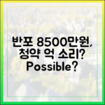 반포 평당 8500만원, '억 소리' 청약 가능할까요?