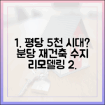 분당 재건축∙수지 리모델링, '평당 5천' 시대 맞을까요?