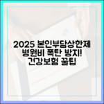2025년 건강보험 본인부담상한제, 병원비 폭탄 막아주는 제도