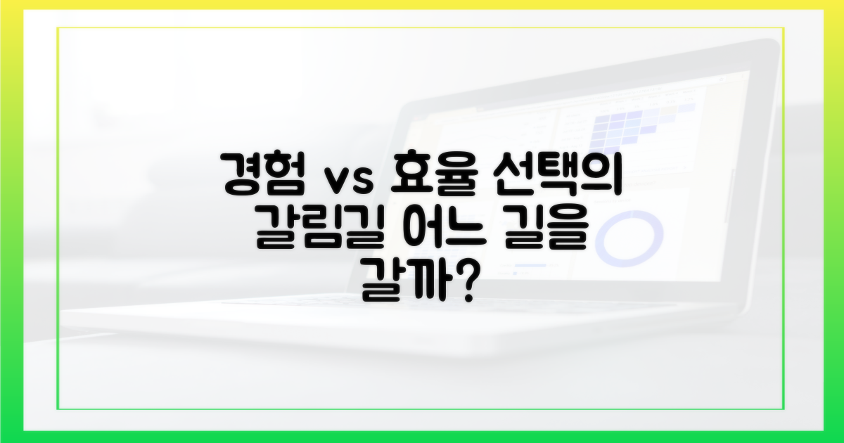 경험 vs 효율성 따지기