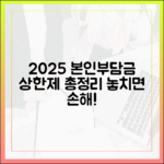 2025년 달라지는 본인부담상한제, 놓치면 손해 보는 핵심 정보