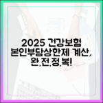 2025년 건강보험 본인부담상한제, 복잡한 계산식 쉽게 이해하기