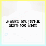 서울배달 땡겨요 100% 활용법: 최저가 꿀팁!
