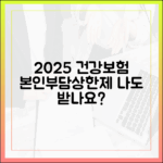 2025년 건강보험 본인부담상한제, 나도 받을 수 있을까?