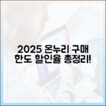 2025년 온누리상품권 월 구매 한도, 할인율 최신 정보 총정리